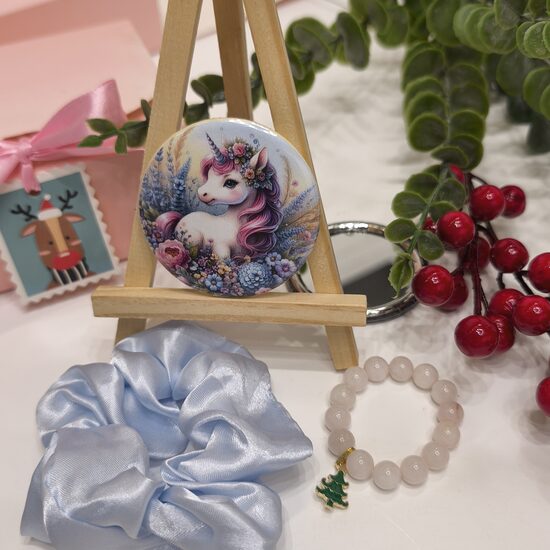 Komplekts bērniem kvarca aproce + satīna matu gumija + spogulītis №8